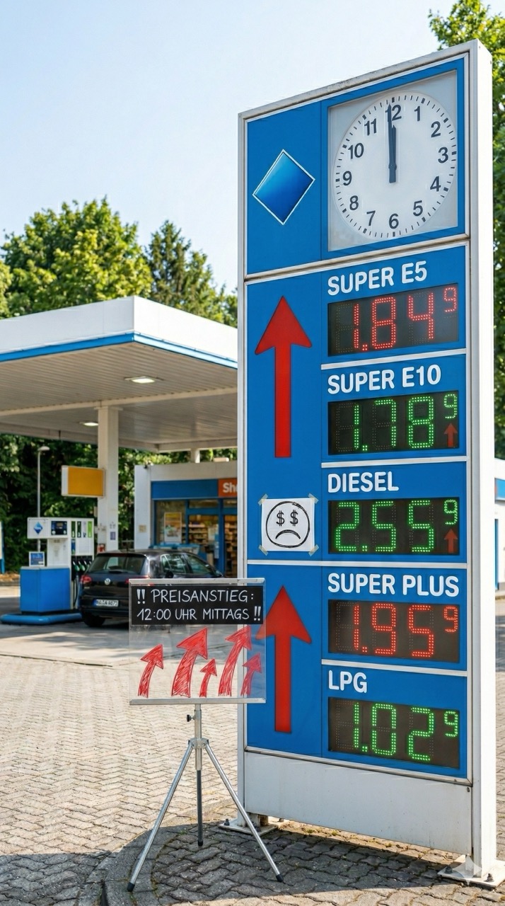 Tankstelle zur Mittagszeit - Die 12-Uhr-Regel